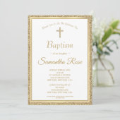Invitation Elégant Gold Cross Baptism Genre Neutre (Debout devant)