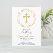 Invitation Elégant Gold Cross Christening (Debout devant)