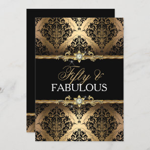 Invitation Elegant Gold Damask Cinquante et Fabulous Invitati