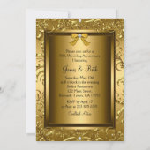 Invitation Elégant Gold Damask Photo 50th Anniversary (Dos)