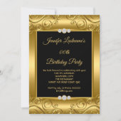 Invitation Elegant Gold Damask Photo fête d'anniversaire (Devant)