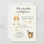 Invitation Elégant Gold Double Célébration Anniversaire conjo (Devant)