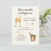 Invitation Elégant Gold Double Célébration Anniversaire conjo (Debout devant)