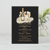 Invitation Elégant Gold Double Célébration Anniversaire conjo (Debout devant)