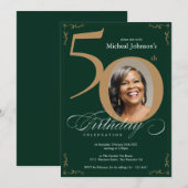 Invitation Elégant Gold Emerald Green 50e anniversaire (Devant / Derrière)