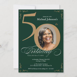 Invitation Elégant Gold Emerald Green 50e anniversaire
