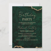 Invitation Elegant Gold Emerald Green Agate 50th Birthday (Devant)