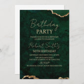 Invitation Elegant Gold Emerald Green Agate 50th Birthday (Devant / Derrière)
