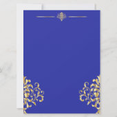 Invitation Elegant Gold et Blue Mariage damassé (Dos)