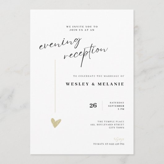 Invitation Elegant Gold Evening Reception Wedding (Devant)