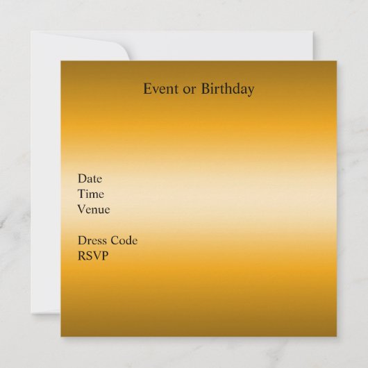 Invitation Elegant Gold fête d'anniversaire (Dos)