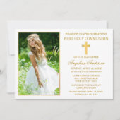Invitation Elegant Gold First Holy Communion Photo (Devant)