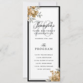 Invitation Elegant Gold Floral 70th Birthday Program Menu  (Devant)