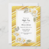 Invitation Elégant Gold Floral Bridal High Tea (Devant)