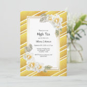 Invitation Elégant Gold Floral Bridal High Tea (Debout devant)