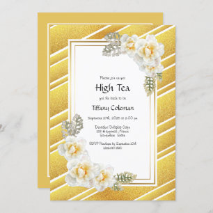 Invitation Elégant Gold Floral Bridal High Tea