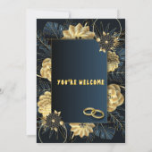 Invitation Elegant Gold Floral Navy Holiday Wedding Invite (Dos)