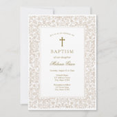 Invitation Elegant Gold Floral Traditional Baptism (Devant)