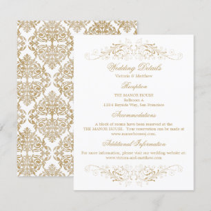 Invitation Elegant Gold Flourish Mariage damassé Détails