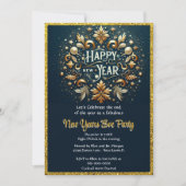 Invitation Elegant Gold Flourish New Years Eve Party (Devant)