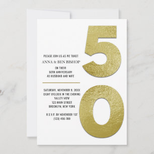 Invitation Élégant Gold Foil 50e anniversaire Mariage