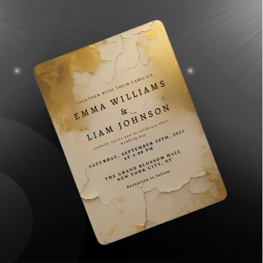 Invitation Elegant Gold Foil Cracked Texture Wedding invite