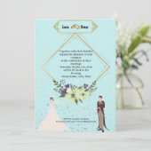 Invitation Elegant Gold Foil Geometric Dusty Blue Wedding  (Debout devant)