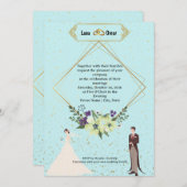 Invitation Elegant Gold Foil Geometric Dusty Blue Wedding  (Devant / Derrière)
