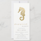 INVITATION ELÉGANT GOLD FOIL NAVY SEAHORSE ENGAGEMENT PARTI (Devant)