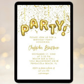 Invitation Élégant Gold Foil Party Balloon Anniversaire Confe