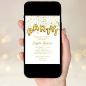 Invitation Élégant Gold Foil Party Balloon Anniversaire Confe