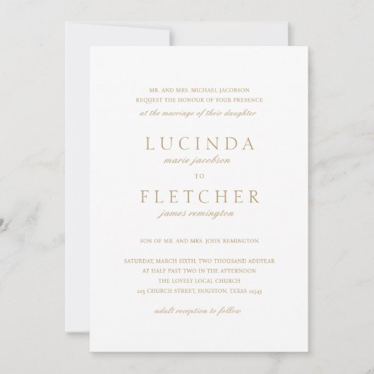 Invitation Élégant Gold Formal tout en un Mariage de code QR (Devant)