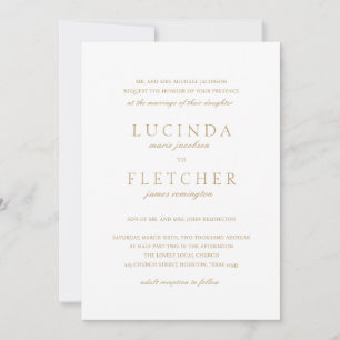 Invitation Élégant Gold Formal tout en un Mariage de code QR