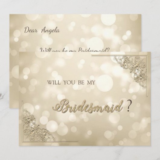 Invitation Elegant Gold Frame Bokeh (Devant / Derrière)