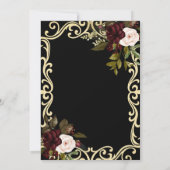 Invitation Elegant Gold Frame Burgundy Roses Black Retirement (Dos)