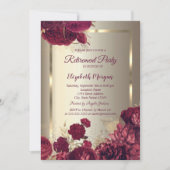 Invitation Elegant Gold Frame Confetti Roses Gold Retirement (Devant)