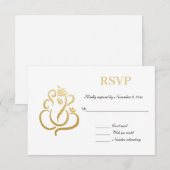 Invitation Elegant Gold Ganesh | Réponse Mariage Indien (Devant / Derrière)