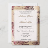 Invitation Elégant Gold Glam Burgundy Hearts Mariage (Devant)