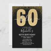 Invitation Elegant Gold Glitter "Hello 60" Birthday  (Devant)