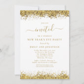 Invitation Elegant Gold Glitter Script New Years Eve Party (Devant)
