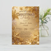 Invitation Elegant Gold Glitter Snowflake Christmas Party (Debout devant)