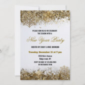 Invitation Elegant Gold Glitter Snowflake New Year Party (Devant)