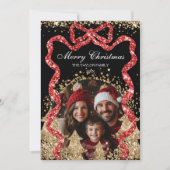 Invitation Elégant Gold GlitterRuban Arbre de Noël photo (Devant)