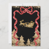 Invitation Elégant Gold GlitterRuban Arbre de Noël photo (Dos)