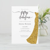 Invitation Elegant Gold Gown 50 et fabuleux anniversaire (Debout devant)