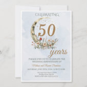 Invitation Élégant Gold Green 50e anniversaire Mariage (Devant)