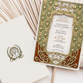 Invitation Elégant Gold & Green Art Nouveau Mariage