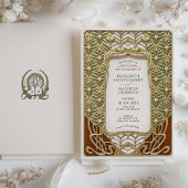 Invitation Elégant Gold & Green Art Nouveau Mariage