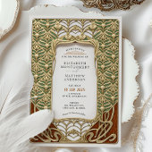 Invitation Elégant Gold & Green Art Nouveau Mariage