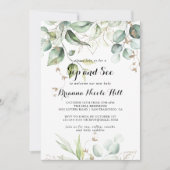 Invitation Elégant Gold Green Calligraphy Sip and See (Devant)